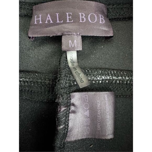 Hale Bob Ultra Suede Black Faux Leather Stretch Legging Size Medium - Picture 4 of 14